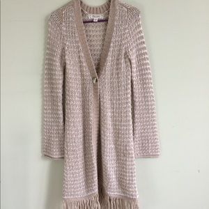 Decree duster sweater in tan/cream size Medium